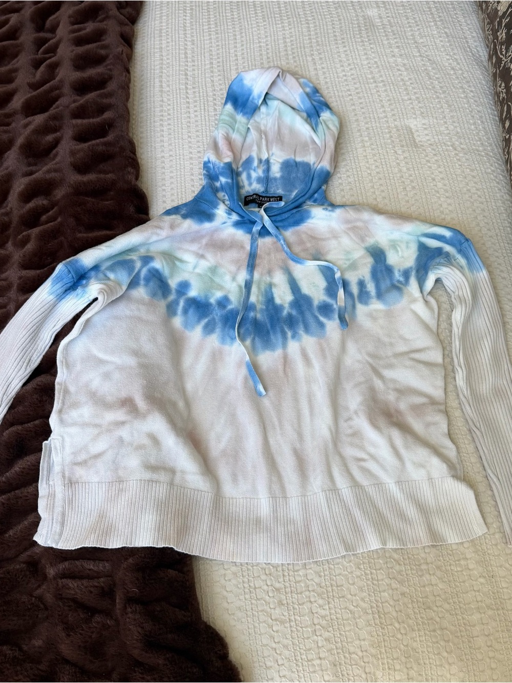 Central Park West Blue & White Tie-Dye Hoodie